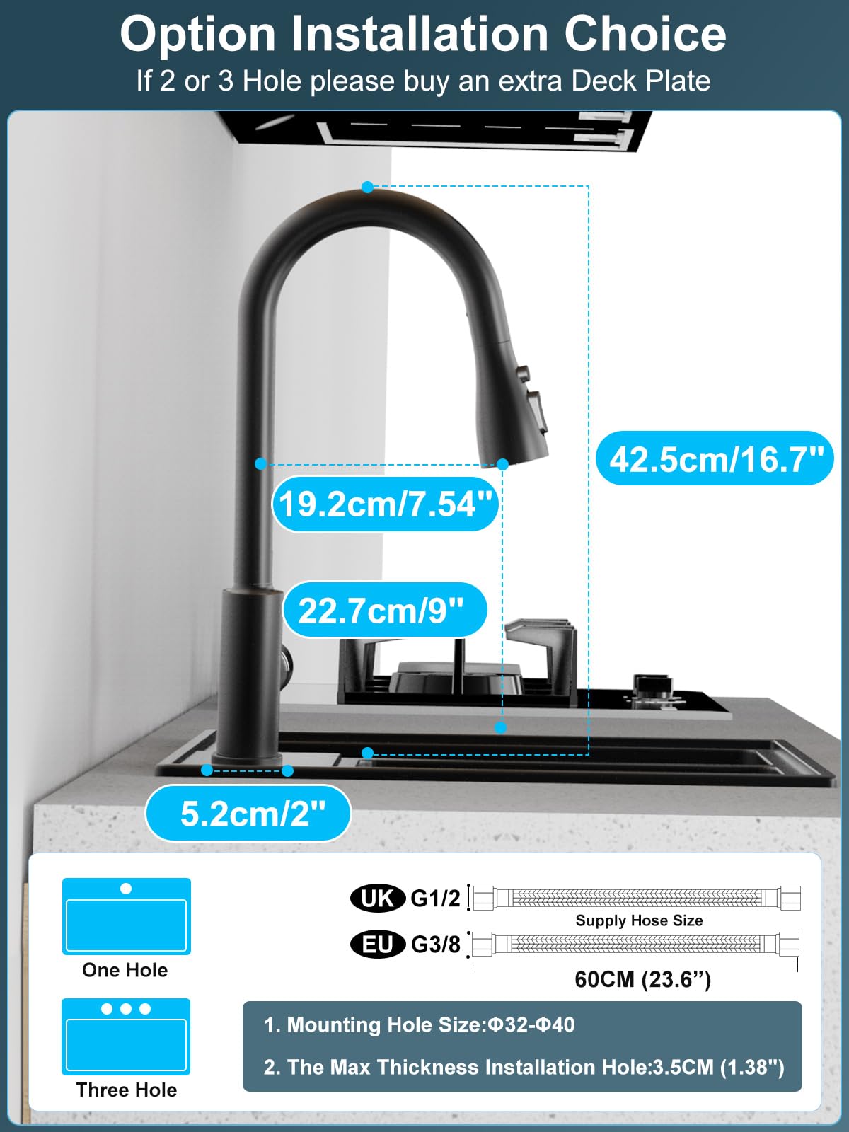 Rubinetto Lavello Cucina,SREWOHS PRO Rubinetto Cucina con Doccetta Estraibile con 4 Doccetta Modelli di Spruzzo,Rubinetto cucina in acciaio inox ad alto arco a 360°,Flessibile Rubinetto Cucina,Nero